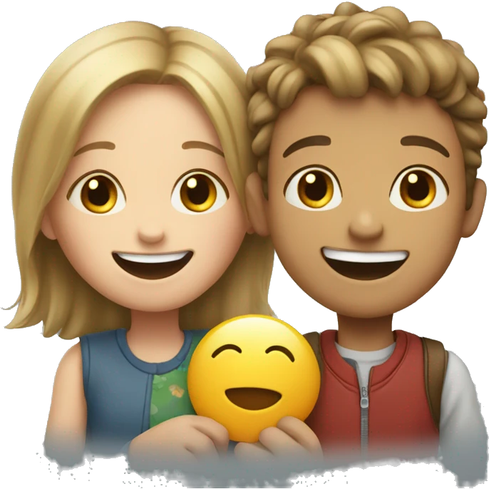 boy and a girl sharing a joyful moment emoji