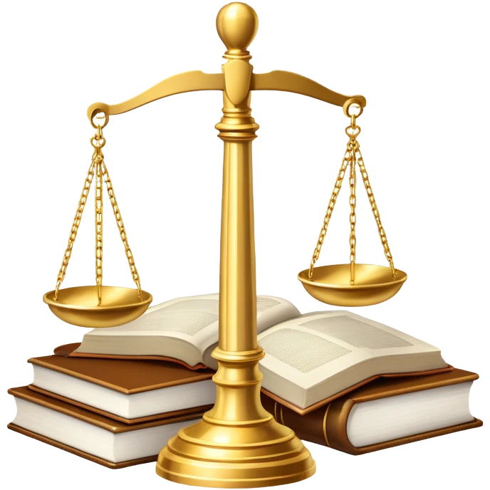 An icon featuring scales of justice, a gavel, and a legal book, symbolizing the study of law. The design includes courthouse pillars in the background, representing authority and legal systems. Transparent background highlights the principles of justice, order, and legal education. emoji