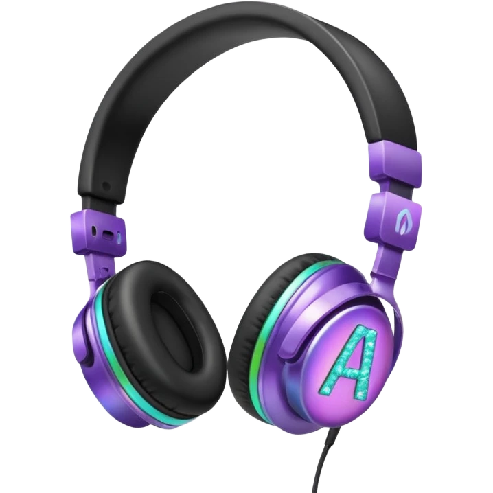 headphones with sparkles and AI letters emoji