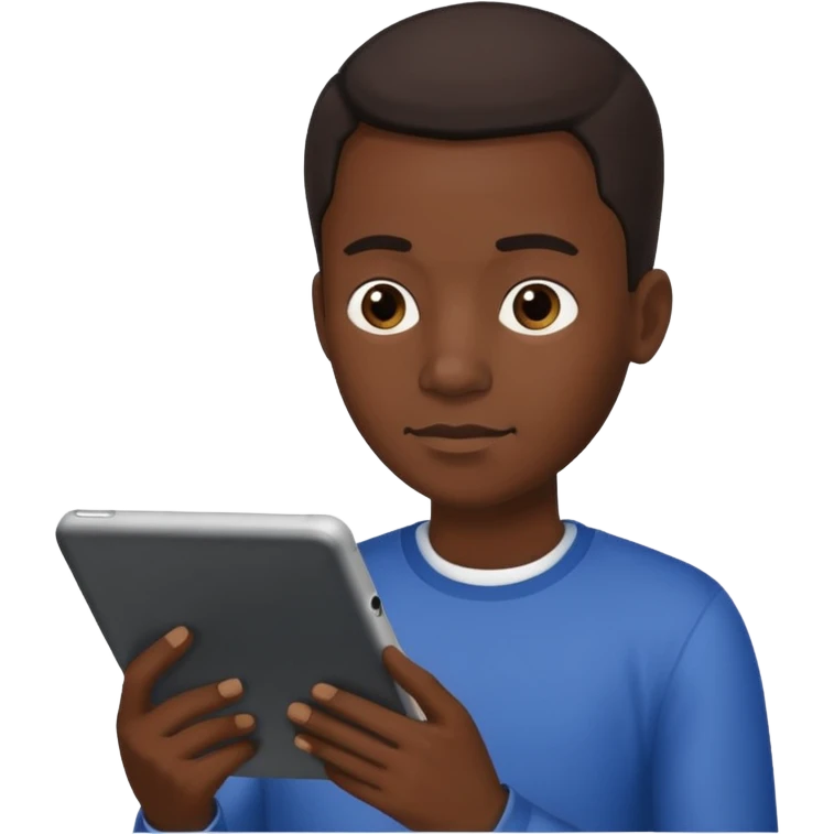 black man reading a tablet emoji