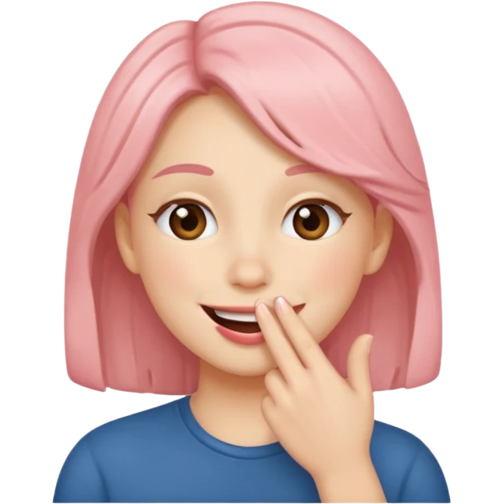 Blush hand on on the mouth looking happy emoji
