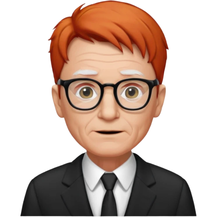 red-haired old man wearing glasses and black-white dress code emoji