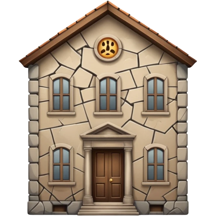 an old building with carks and dirty  emoji