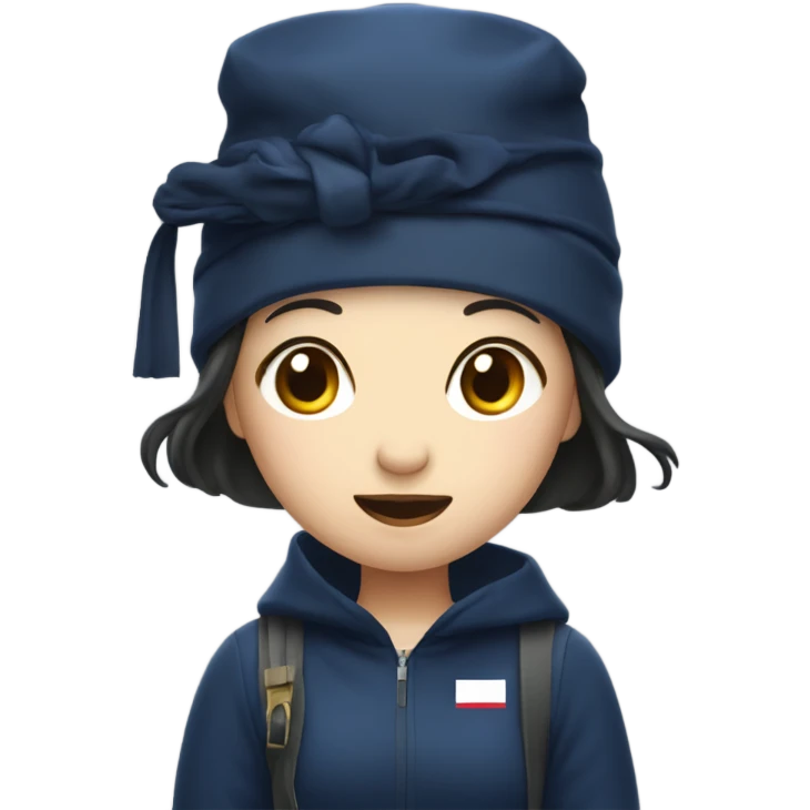 Korean clumsy girl in hongkong with navy bag hung on her head emoji