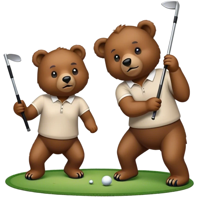 Two strong bears playing golf emoji