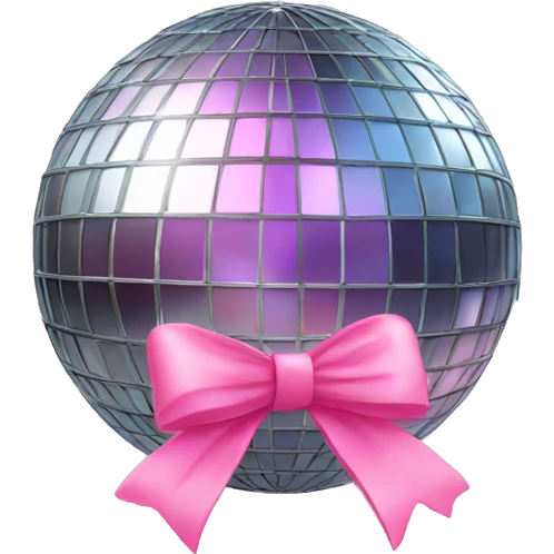 disco ball with pink bow emoji