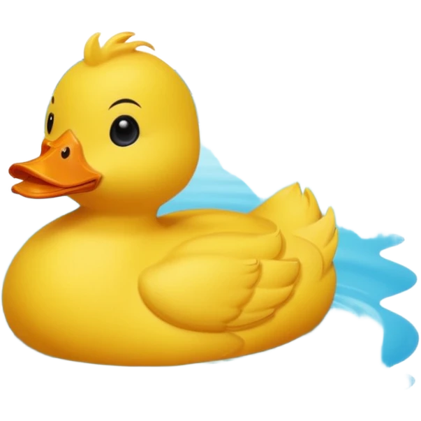 A yellow duck in a lake surrounded by nature
 emoji