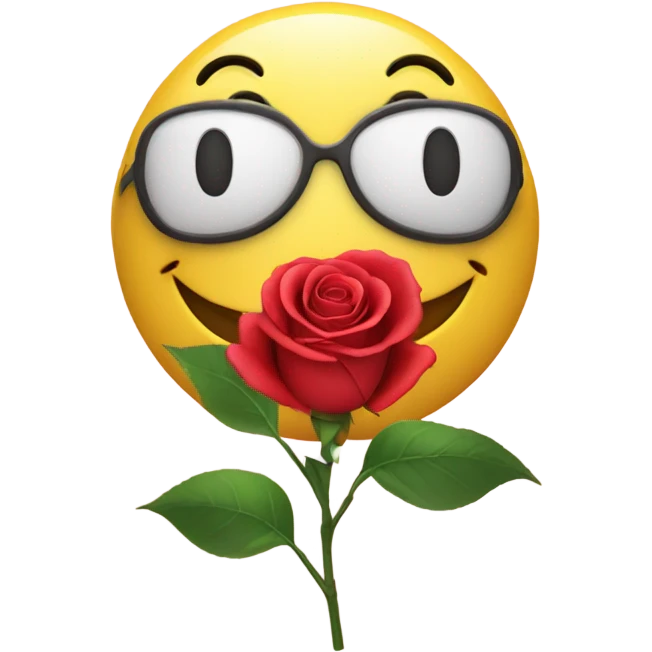 A smiley doing a heart shape with his hands and has a rose  emoji