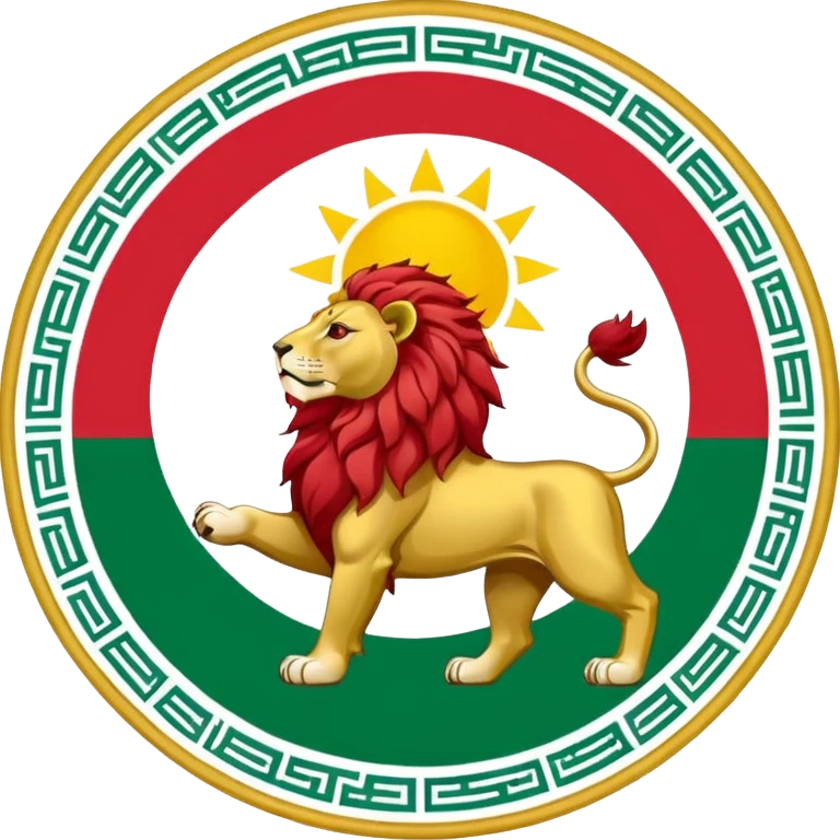 Can you make a flag exactly like this 🇮🇷 but insde it i want a sun and lion emoji