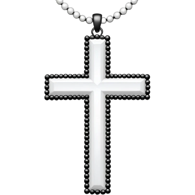 Elegant emoji icon of a white cross made of white beads, glossy surface, and white bead chain subtle shadows, pure white palette emoji