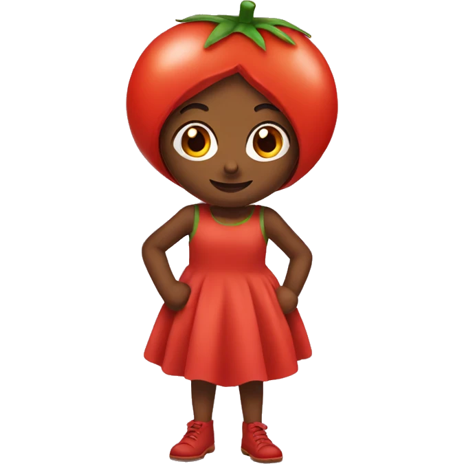 girl dressed as tomato emoji