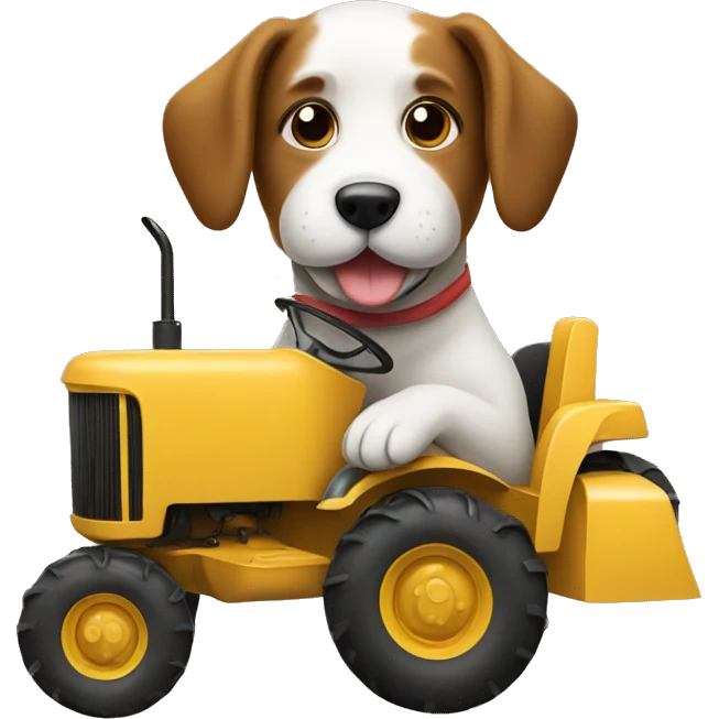 Dog driving a tractor emoji