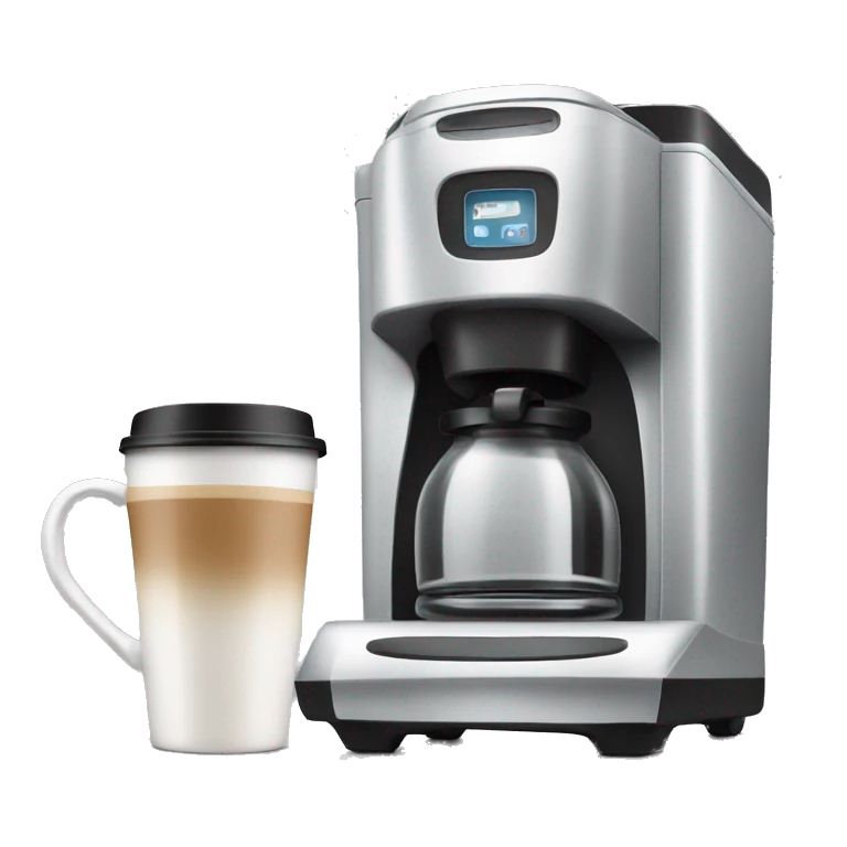 Coffee machine with a coffee mug and a milk container emoji