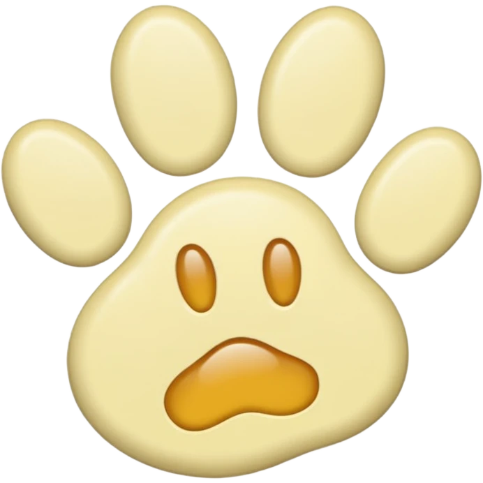 a pale pastel yellow pawprint emoji