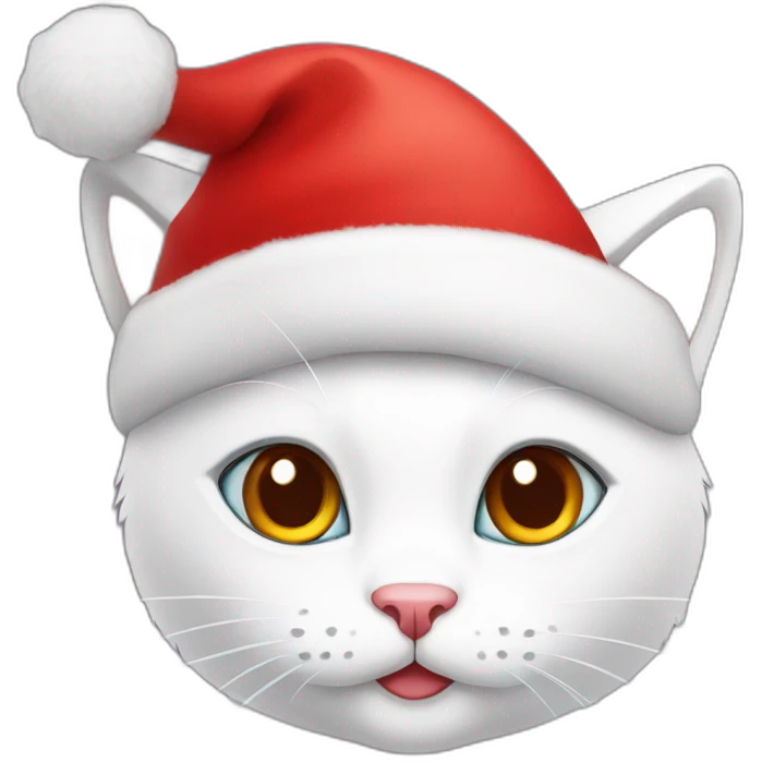 christmas white kitty in red hat emoji
