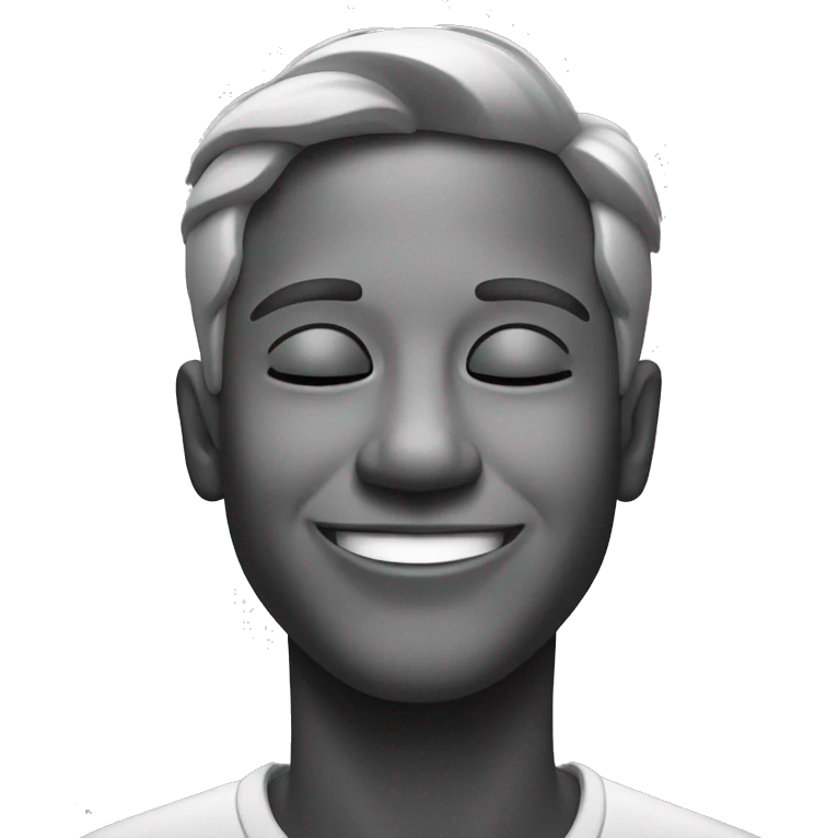 smiling solo portrait in greyscale with closed eyes emoji