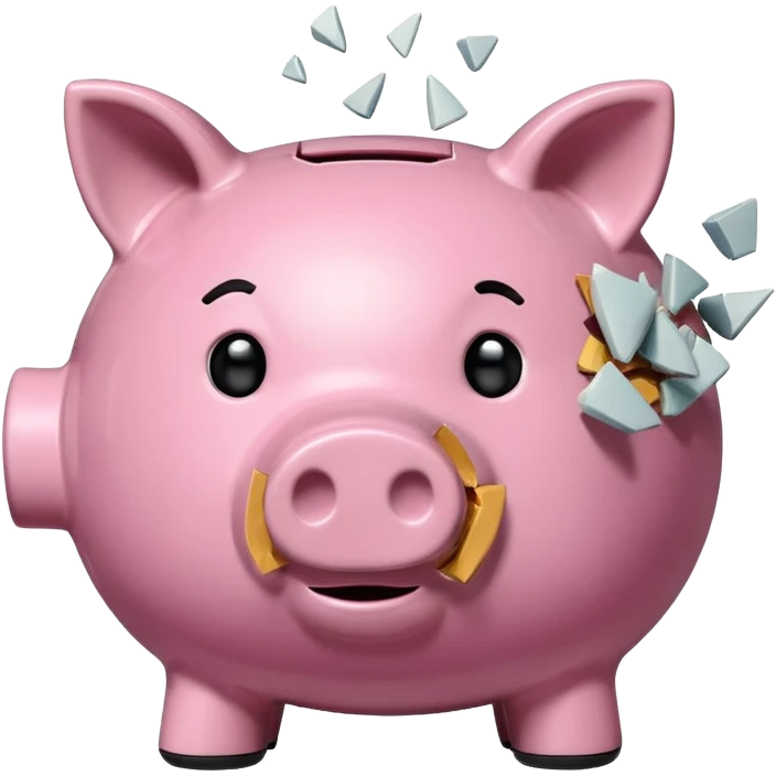 a piggy bank broken in half emoji