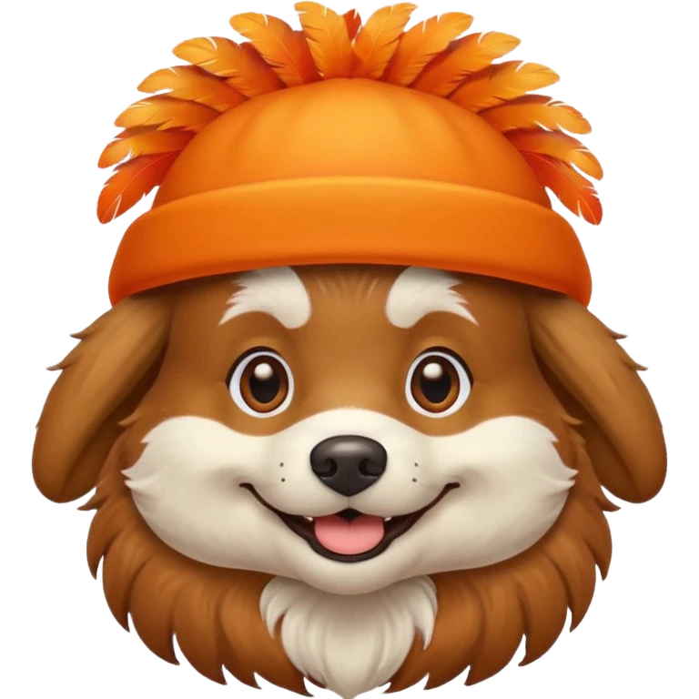 dog with orange feathered hats emoji