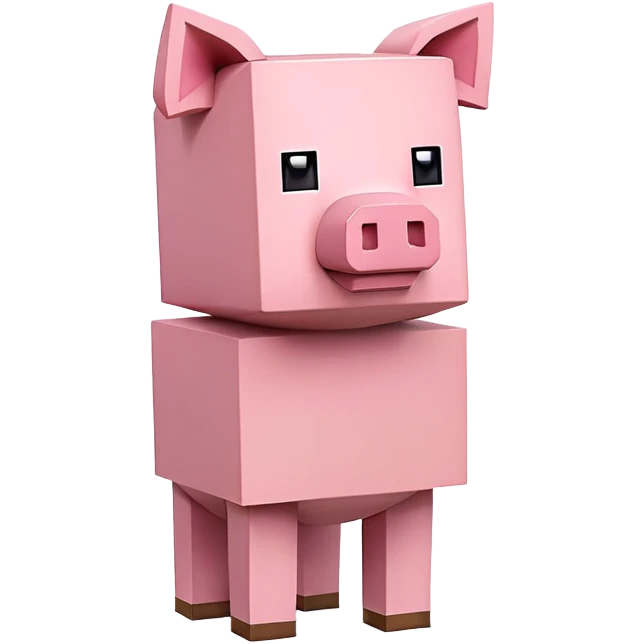 Minecraft Pig full body, pink blocky animal with square head emoji