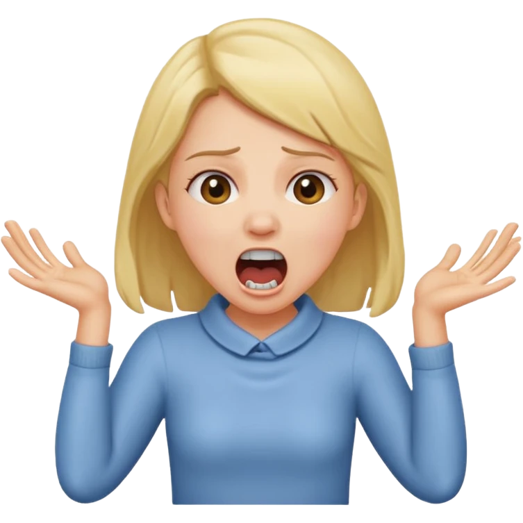 a girl holding neck while screaming  emoji