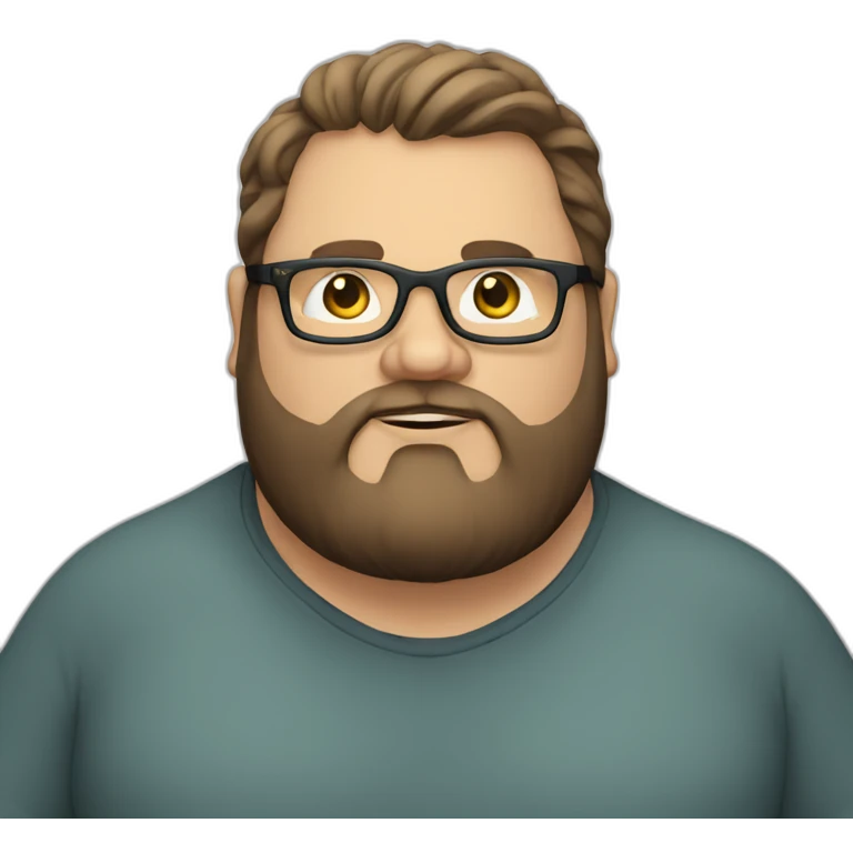 fat white guy with dark hair and beard with glasses emoji