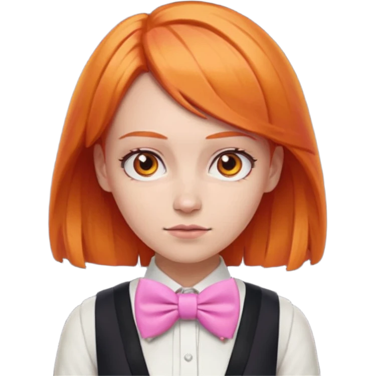 In A Clash Of Clans Aesthetic orange hair woman with pink bowtie emoji