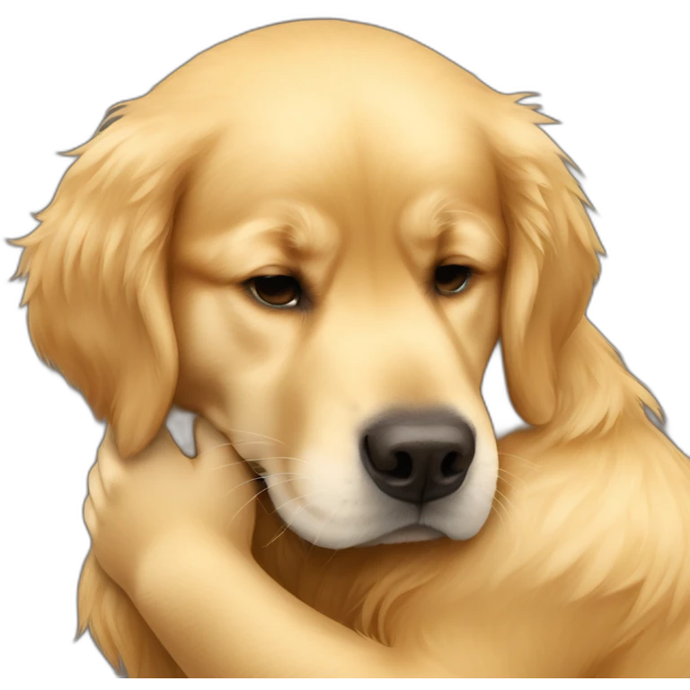 Golden retriever hugging his human emoji