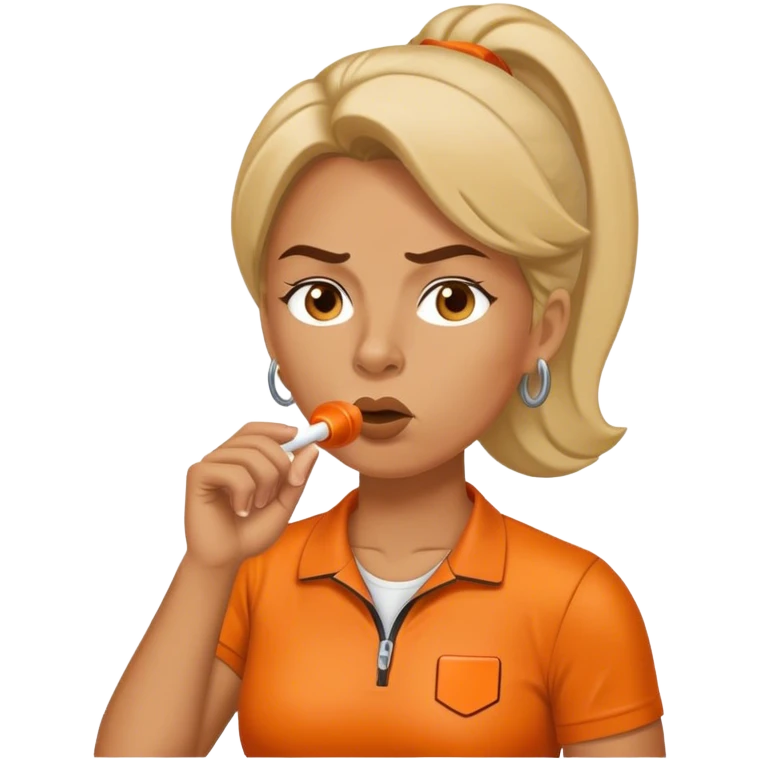 tough looking female coach blowing whistle emoji