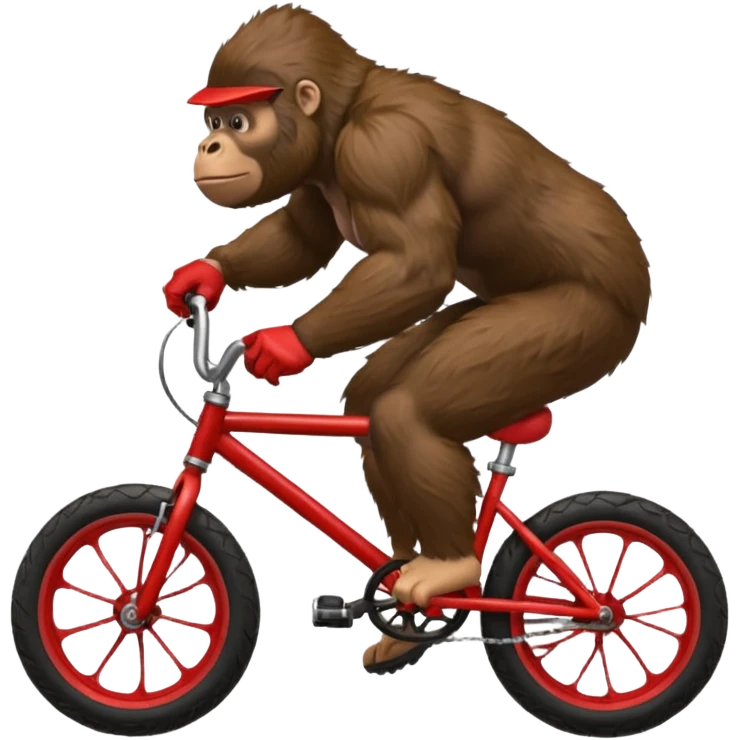 Gorilla wheeling a red BMX bike emoji