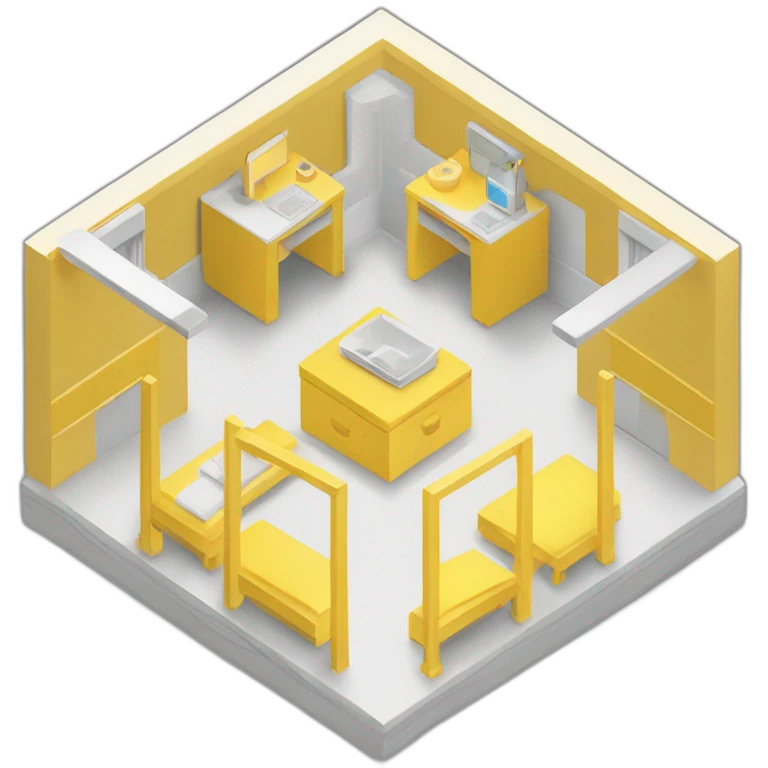 isometric square floor layout yellow lines border perimeter emoji
