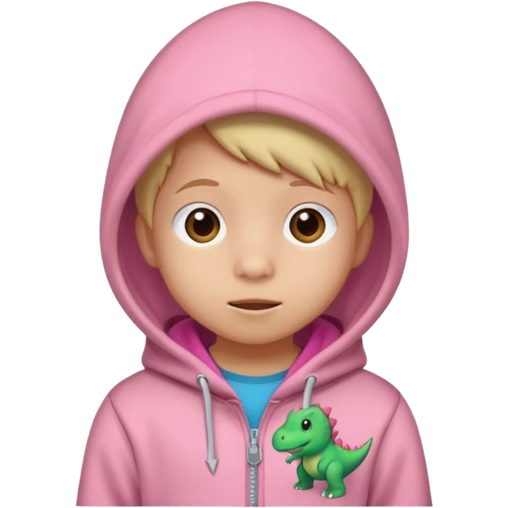 kid in pink dinosaur hoodie emoji