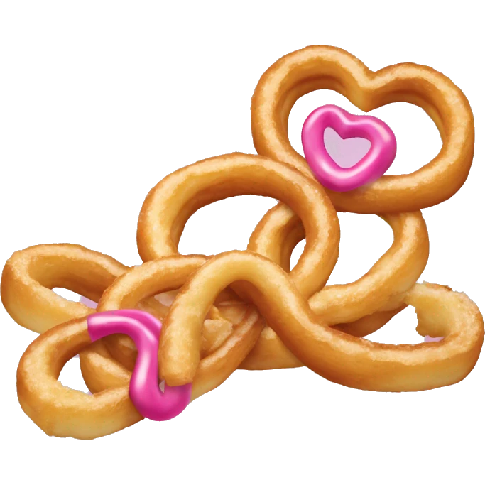 Cœur formé avec deux churros en forme de loops, garde le côté rose  emoji