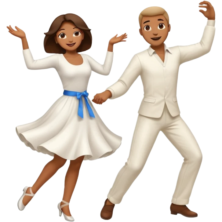 Man and woman dancing white emoji