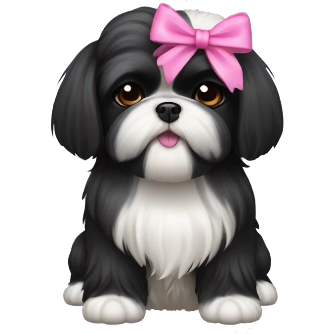 black shih-tzu dog with pink bow emoji