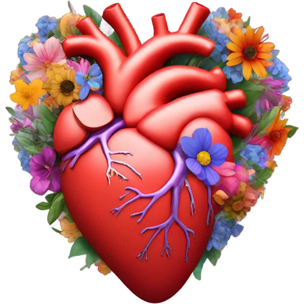 Anatomical hart with flowers emoji