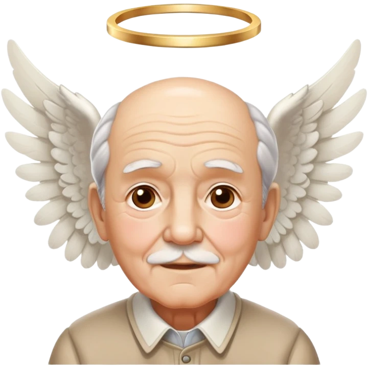 elderly grandfather with angel wings and halo emoji