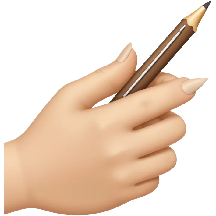 The hand writes with a beige pen emoji