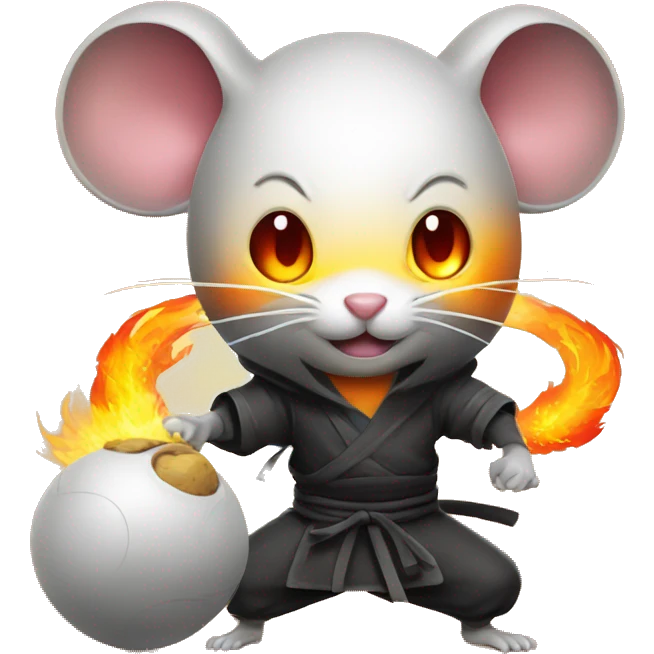 Ninja mouse with balls of fire emoji