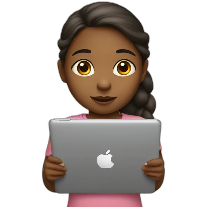 Little girl with an iPad emoji