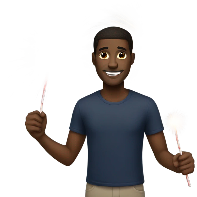 Black guy with fireworks  emoji