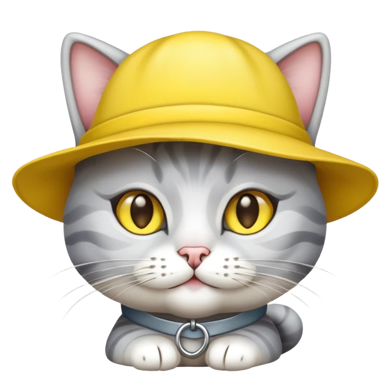 Silver shaded cat with yellow hat emoji