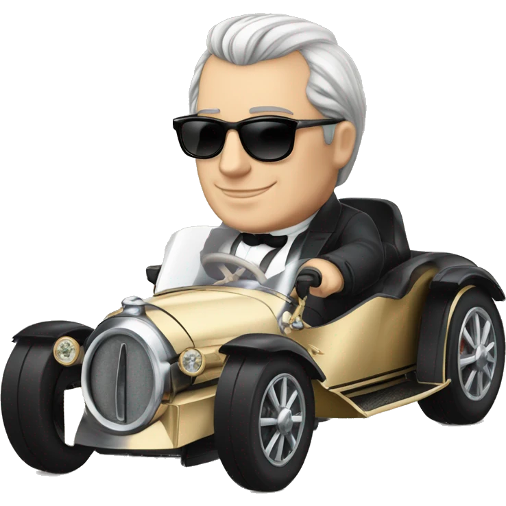 The French emperor Napoléon driving a brand new bugatti emoji