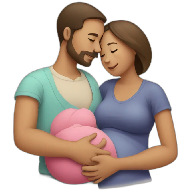 Man hugging pregnant woman emoji