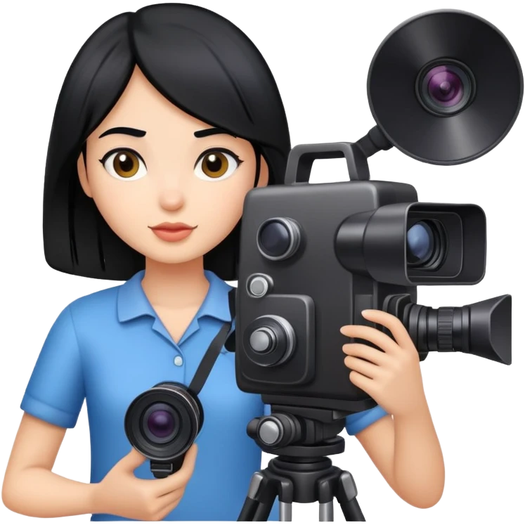 black hair Girl with video camera  emoji