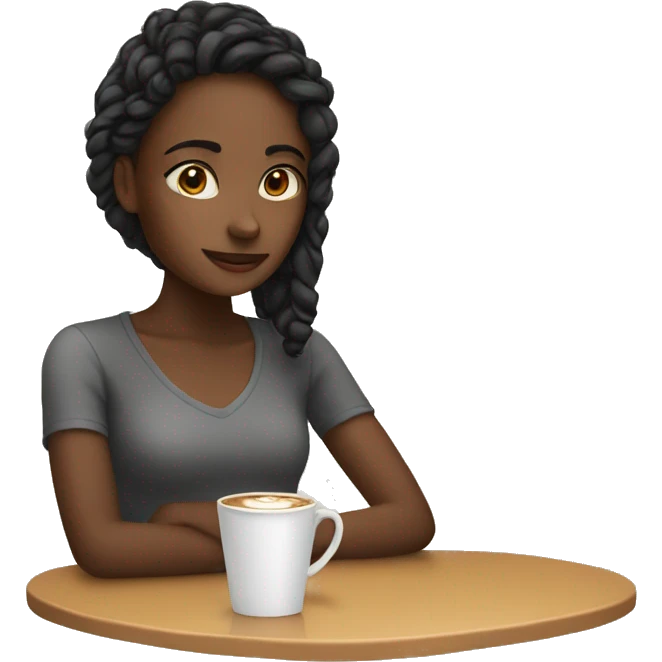 A girl with a coffee emoji