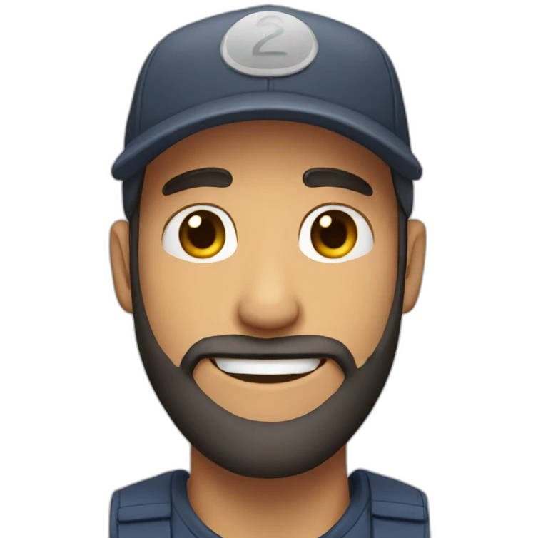 Men with cap smile with a beard emoji
