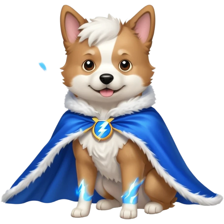 Dog wearing lightning cape emoji