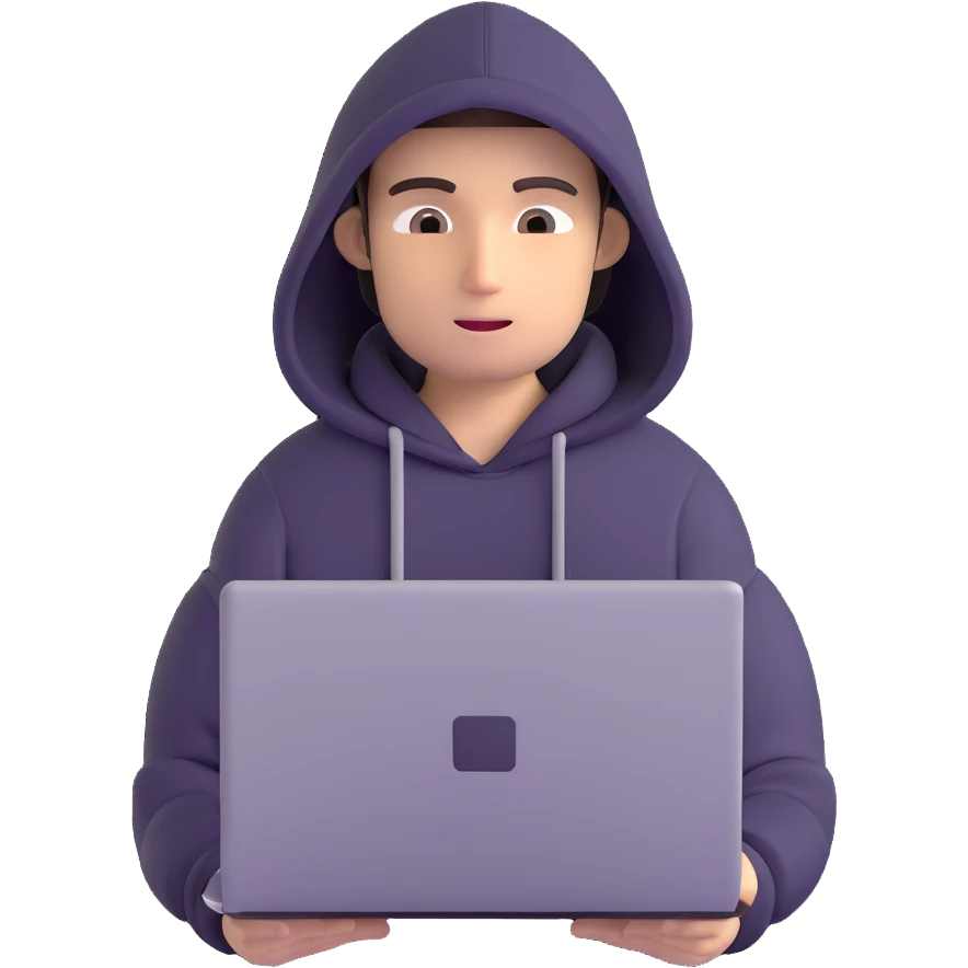 hacker with laptop wearing hoodie emoji