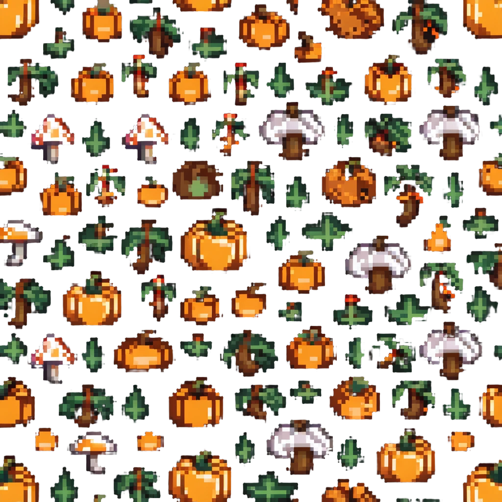 heart with mushroom and pumpkin patterns emoji