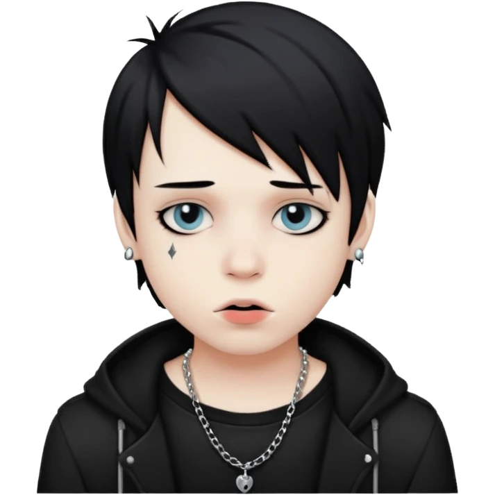 emo boy with lip piercing in emoji
